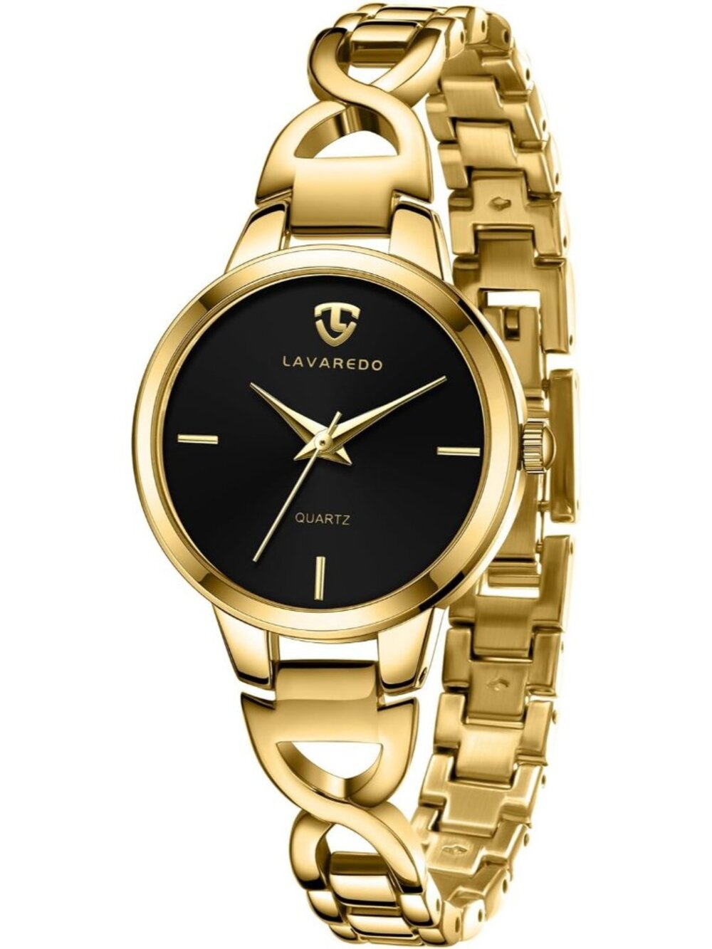 Women's Gold Black Elegant Classic Dainty Bracelet Luxury Classic Wrist Watch